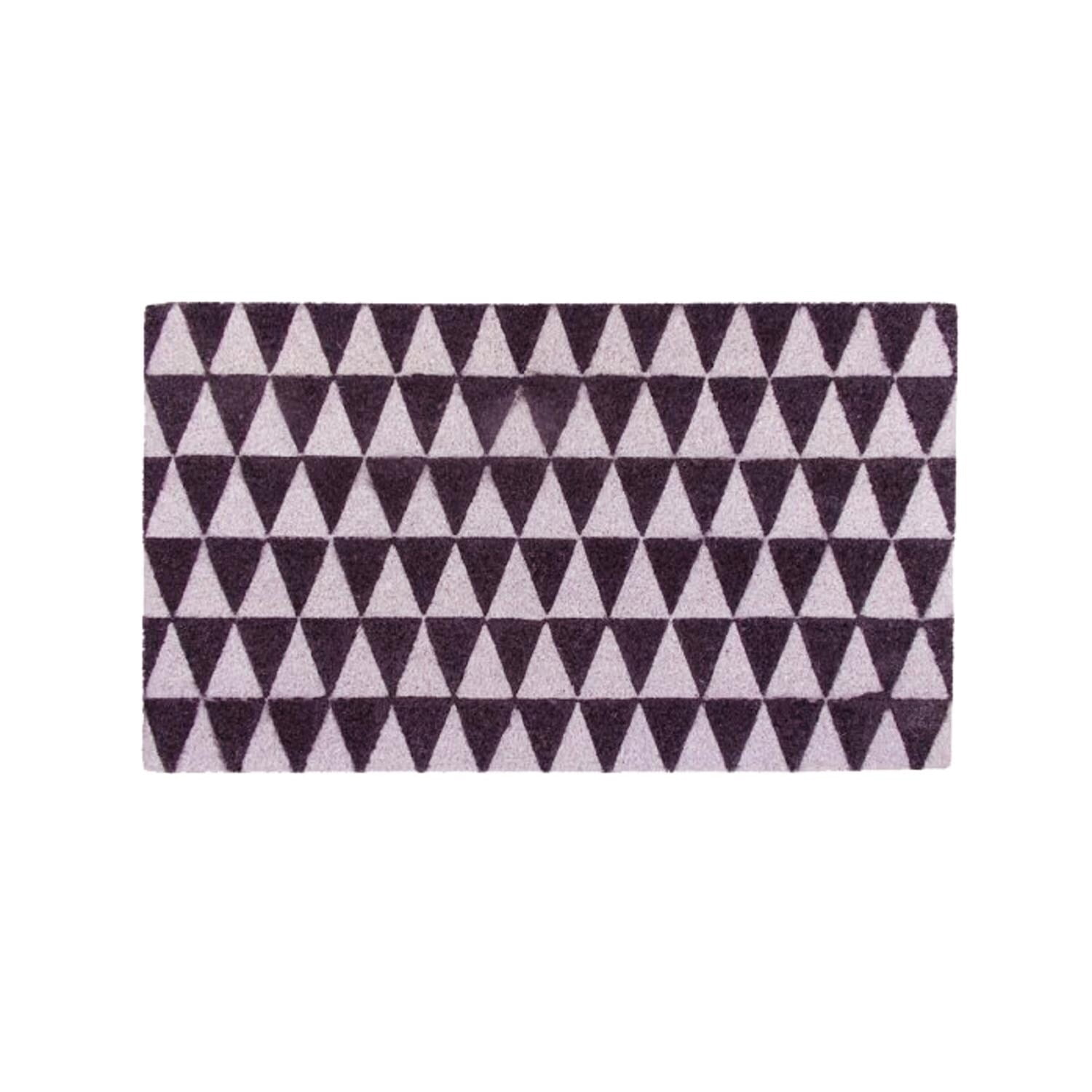 Decorative Black and Pale Pink Triangle Print Coir Outdoor Rectangular Door Mat 29.5 x 17.75