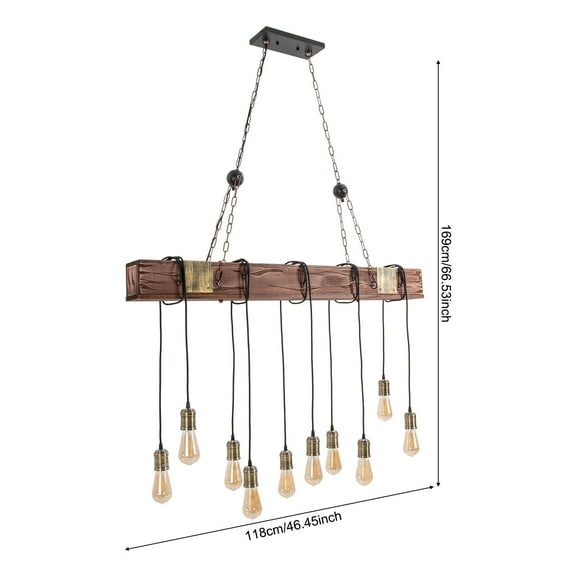 10 Lights Chandelier Fixture Pendant Lighting Wooden Ceiling Light Hanging Lamp