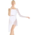thumbnail image 4 of YiZYiF Womens Modern Lyrical Dance Dress Waltz Costume One Shoulder Long Sleeve Sheer Lace Leotard Dress, 4 of 7