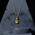 thumbnail image 5 of Rosec Jewels Pear Shape Created Yellow Sapphire Drop Pendant with Moissanite (8X10 mm), 18K Yellow Gold, 5 of 8