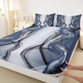 thumbnail image 3 of Feelyou Modern Artwork Teens Bed Sheets, Grey Navy Abstract King Sheets, Gradient Aesthetic Stripe Sheet Set, Luxury Bedroom Decor, 4 Pieces, 3 of 7