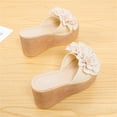 thumbnail image 4 of FAKKDUK Womens Flower Platform Sandals Women Fashion Sandals Wedges Sandals Platform Casual Summer High Heels Open Toe Espadrilles Sandals Slip on Shoes Women, 7&White, 4 of 8