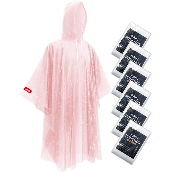 Ponchos de lluvia impermeables desechables Hitituto Pink, paquete de 6