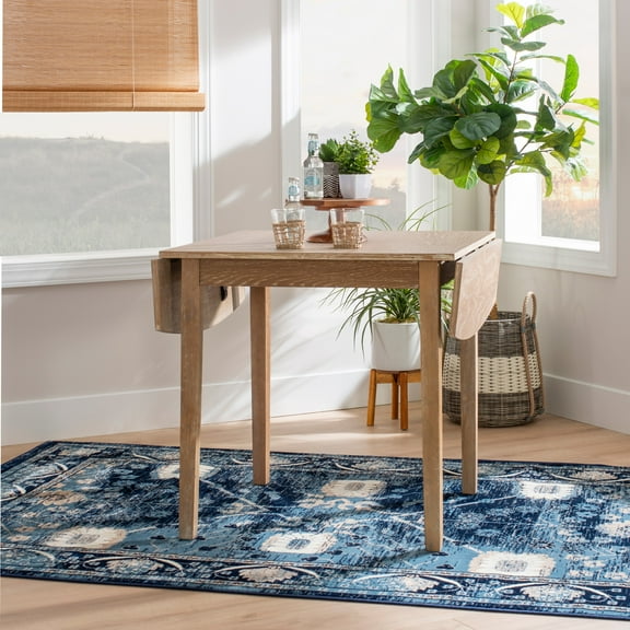 Linon Peake Square Dining Table with Drop Leaf, Gray Wash