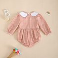 thumbnail image 4 of XIMIN Newborn Baby Girl Halloween Outfit Pumpkin/Black Cat Embroidery Plaid Smocked Bubble Onesie Romper Long Puff Sleeve Bodysuit Infant Fall Clothes, 4 of 5