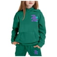thumbnail image 4 of XEGLSBU Toddler Girl Outfits Pink Winter Girls Outfits Tracksuit with Stylish Print Hoodie and Joggers Warm Kids Girls Fall Outfits Size 10 Dark Green Size 10-11 Years, 4 of 4