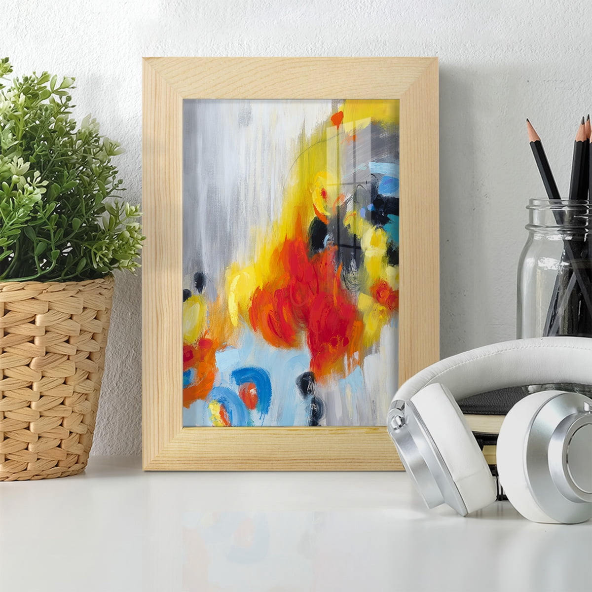 In the Loop I -Framed Print w/glass-Natural Wood