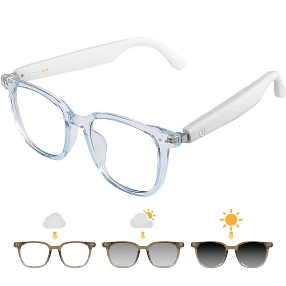 Smart Bluetooth Glasses with Auto-Tinting Polarized Lenses, Built-in Speakers & Mic, Blue Light Blocking