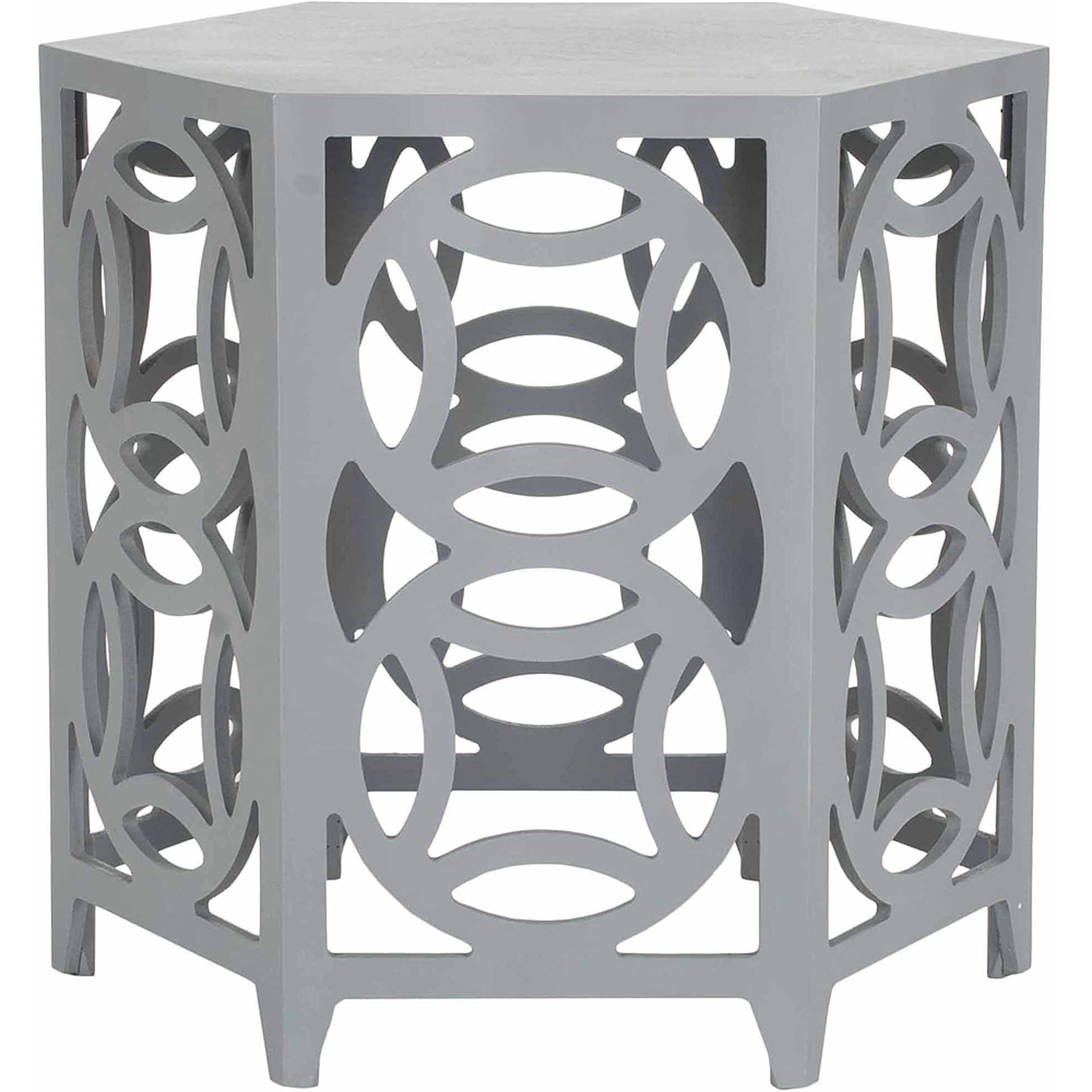 SAFAVIEH Natanya Geometric Hexagon Side Table, Pearl Blue Grey