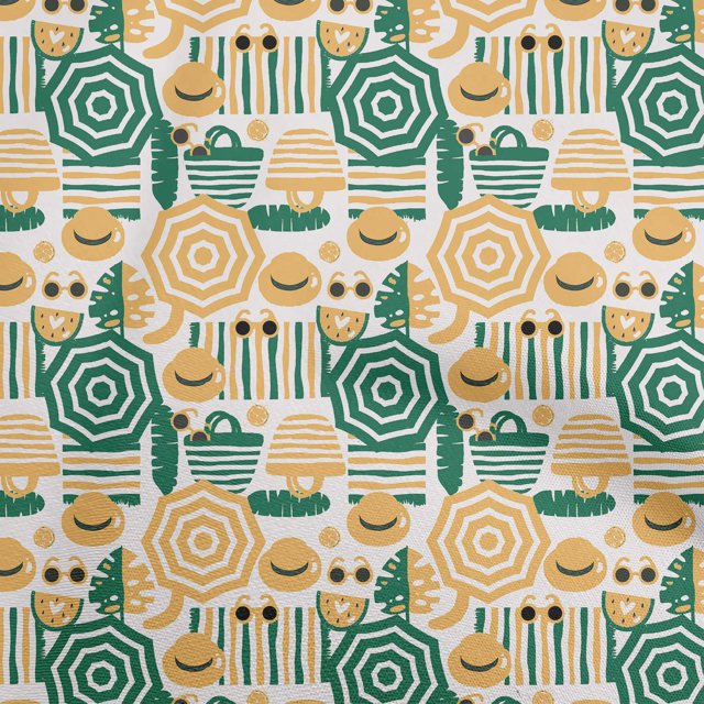 oneOone Rayon Yellow Fabric Beach Craft Projects Decor Fabric Printed By The Yard 56 Inch Wide