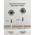 thumbnail image 6 of Pelonis Adjustable Pedestal Fan, 9 Speed, Oscillation, Quiet, Smart, Remote, 50-53.5", White, 6 of 9