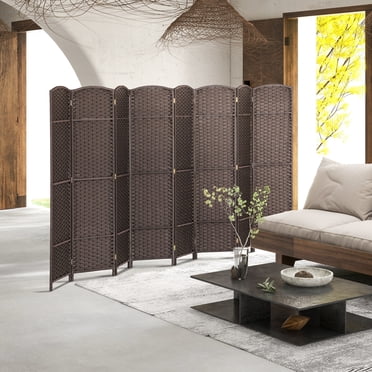 HOMCOM Room Divider, 8 Panel Folding Privacy Screen, 5.6' Tall Freestanding Partition for Home Office, Bedroom, Brown