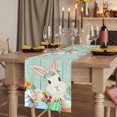 thumbnail image 2 of Table Runners 108 Inches Long Dress Scarves, Easter Bunny Farmhouse Coffee/Dining/Kitchen Table Runner for Living Room, Spring Watercolor Eggs Flower Wood Grain Teal 13x108 Inch, 2 of 9