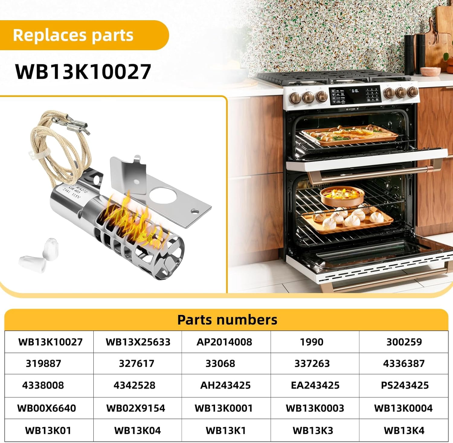 Aniceparthy WB2X9154 Gas Range Oven Igniter Fit for GE XL44 Frigidaire Whirlpool Compatible with 4342528, WB13K10027, WB13K3, WB13K4, AP2014008