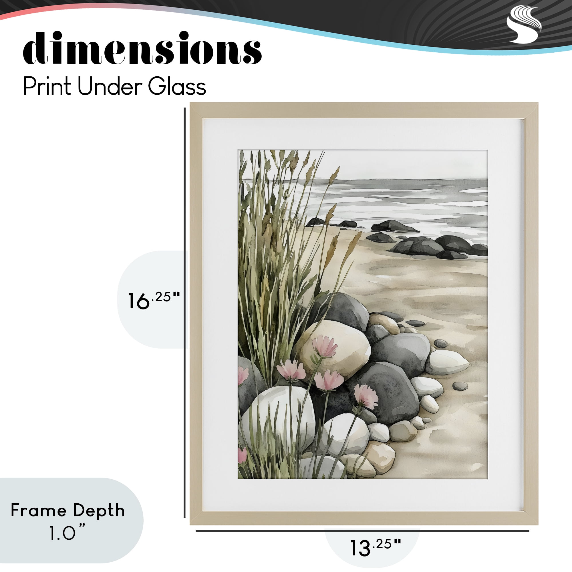 Stupell Industries Coastal Calm Pebbles Birch Framed Print Under Glass, design by Riley B