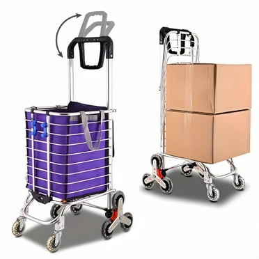 Heavy-Duty Folding Stair-Climbing Cart - All-Terrain Grocery & Cargo Utility Wagon, Collapsible Hand Truck for Home/Outdoor/Shopping (44lbs)
