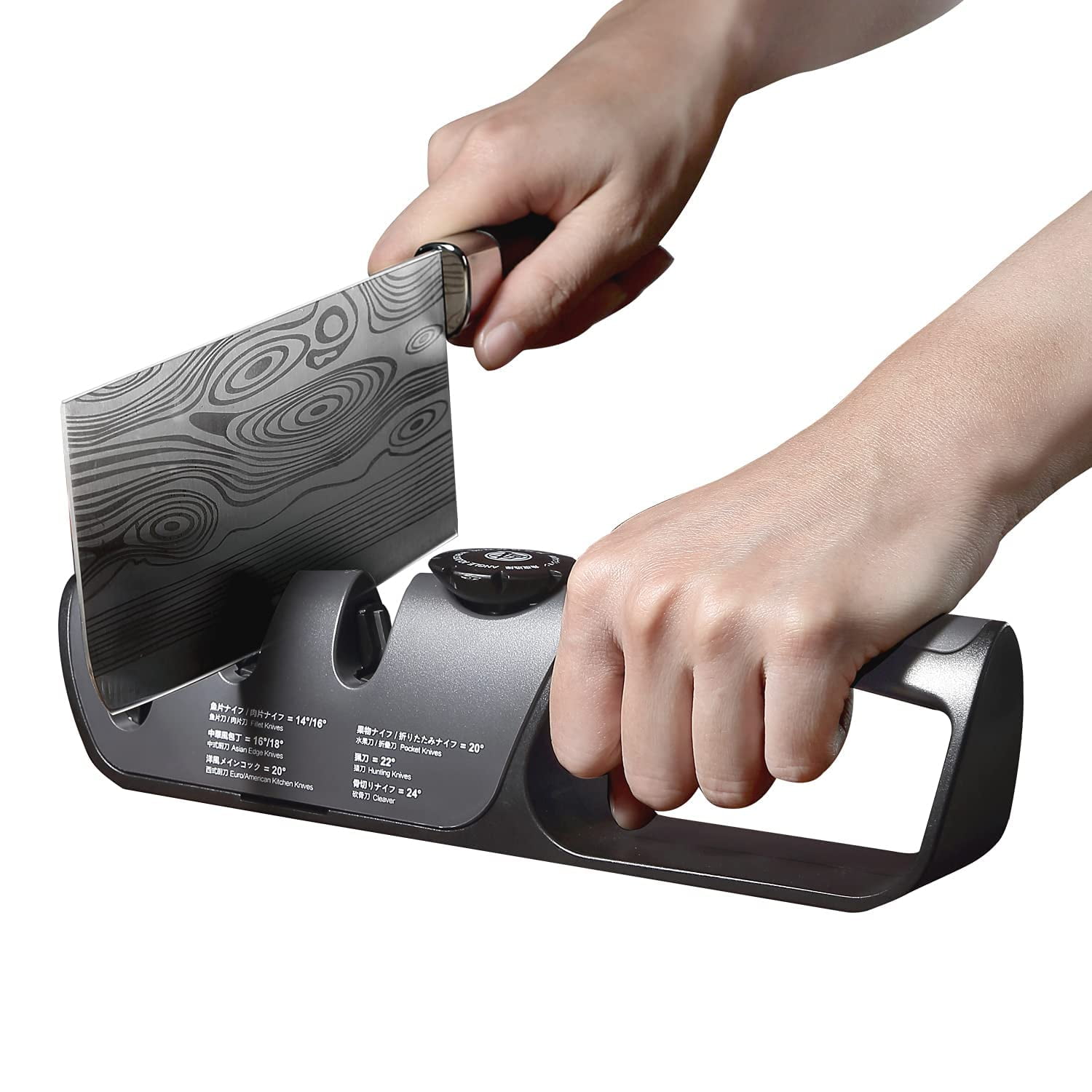 MITSUMOTO SAKARI Knife Sharpener, Japanese kitchen Knife Sharpener with Adjustable Angle Knob