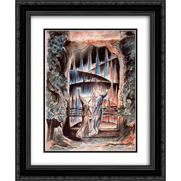 William Blake 2x Matted 20x24 Black Ornate Framed Art Print 'Dante and Virgil at the Gates of Hell'