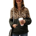 thumbnail image 1 of Sudadera de Mujer con Cremallera de un Cuarto con Estampado de Empalme Sudadera de Felpa Engrosada con Bolsillo para Primavera Otoño Invierno OD Verde XL, 1 of 8