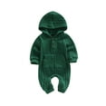 thumbnail image 1 of Baby Girl Boy Romper Long Sleeve Solid Color Hooded Neck Casual Fall Spring Long Jumpsuit, 1 of 9