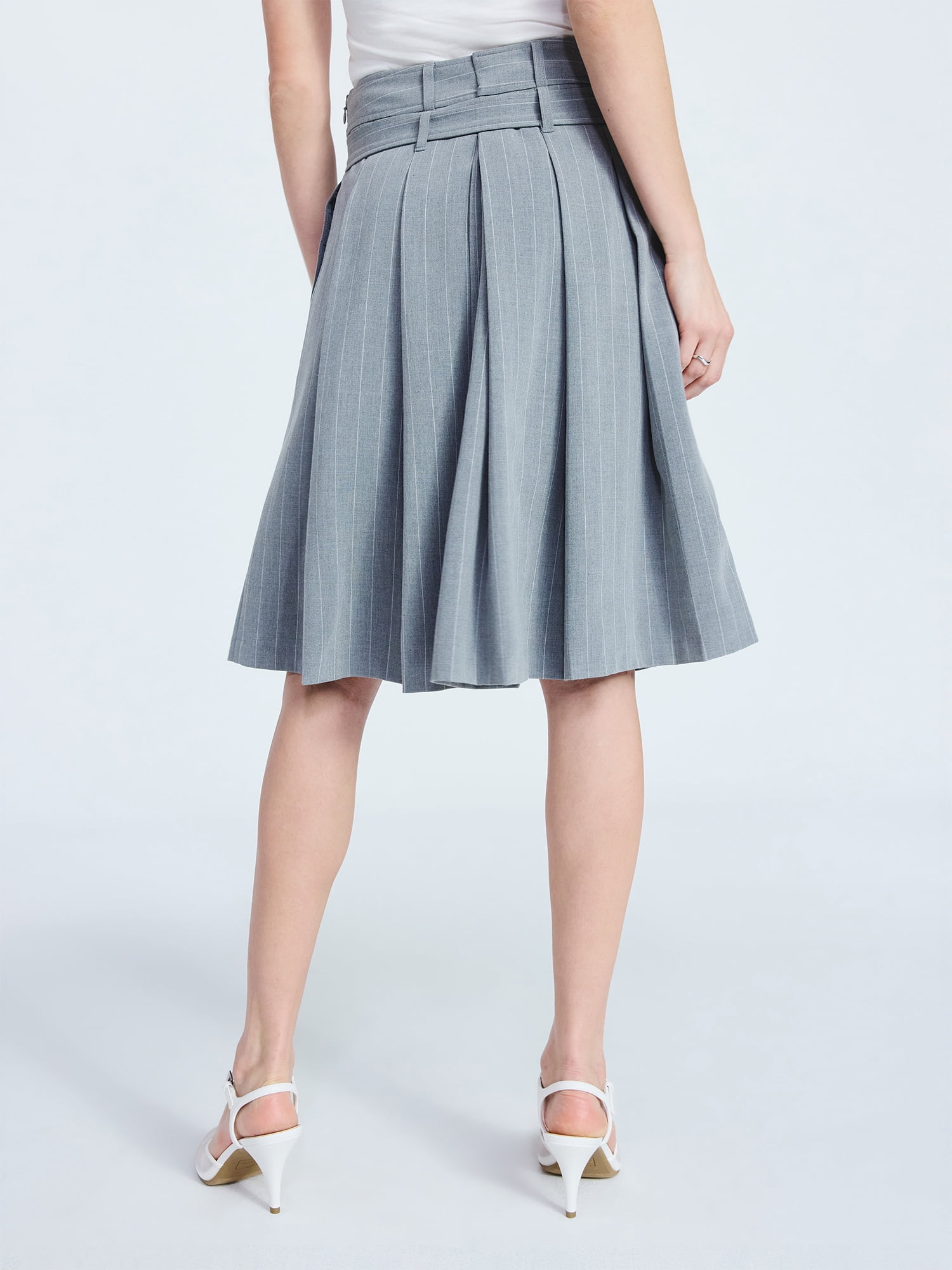 Scoop Women's Pleated Pinstripe Midi Skirt, Sizes 0-18