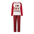 thumbnail image 2 of Elippeo Family Matching Christmas Pajamas, Letter Print Long Sleeve Tops and Plaid Pants Sleepwear Set, 2 of 10