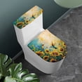 thumbnail image 3 of HELLHERO Stylish Gifts Elastic Fabric Lid Cover Set for Toilet Fits All Toilet Shapes Keep Dust Stain Toilet Lid Seat Cover Stretch for Hotel Home, 3 of 8