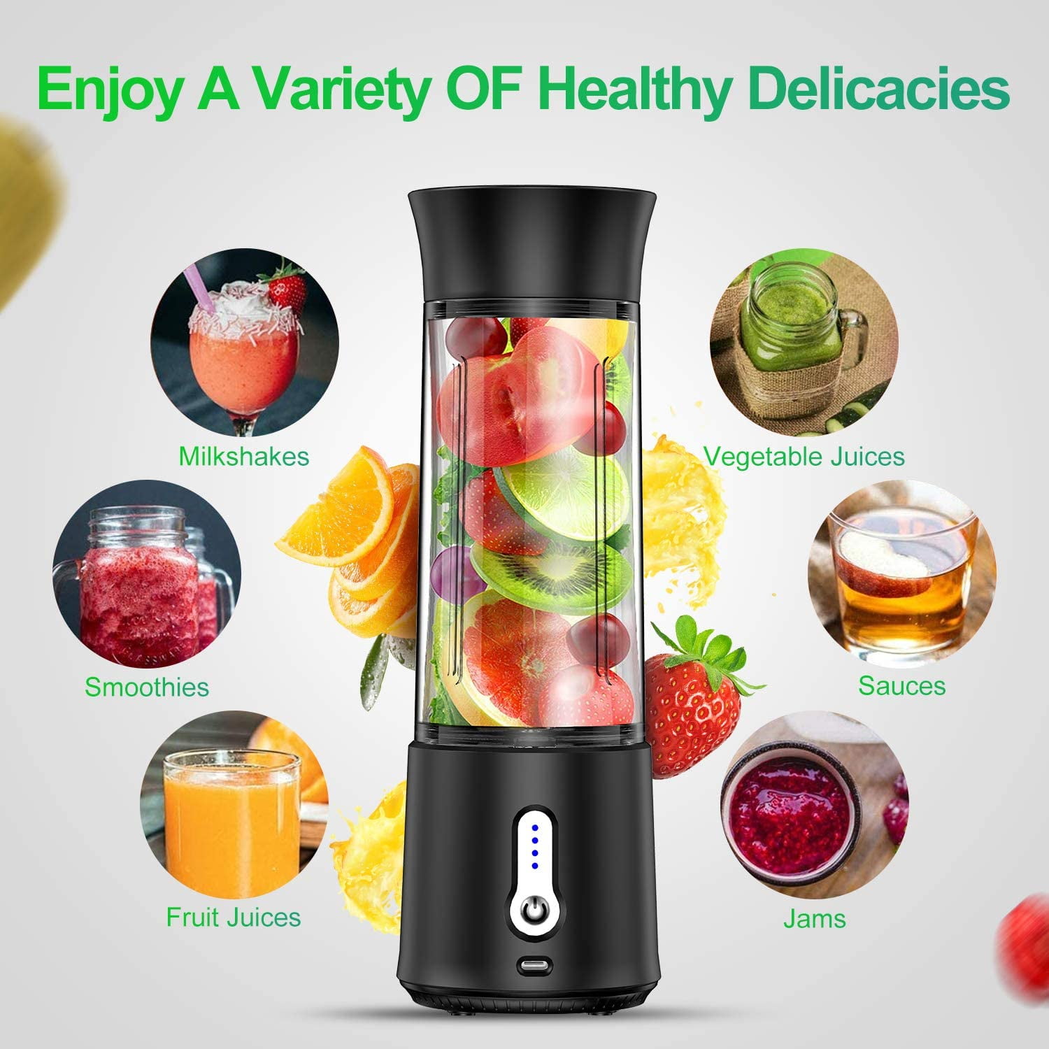 TITANFINITY Portable and Rechargeable Battery Juice Blender, Personal Size Blenders with USB Rechargeable, Mini Juicer Smoothie Blender Travel Size