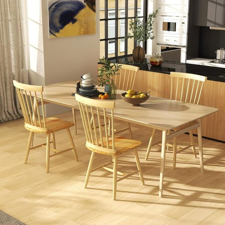 Wood Dining Chairs Set of 2 Solid Wood Windsor Dining Chair with Wide Seat Max Load 400 Lbs Country Wooden Slat Back Dining Room Chairs Farmhouse Spindle Dining Chairs Natural Walmart