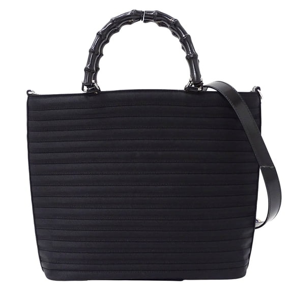 Pre-Owned Gucci Women's Handbag/Shoulder Bag, 2-Way, Bamboo and Nylon, Black, 000... (Fair)