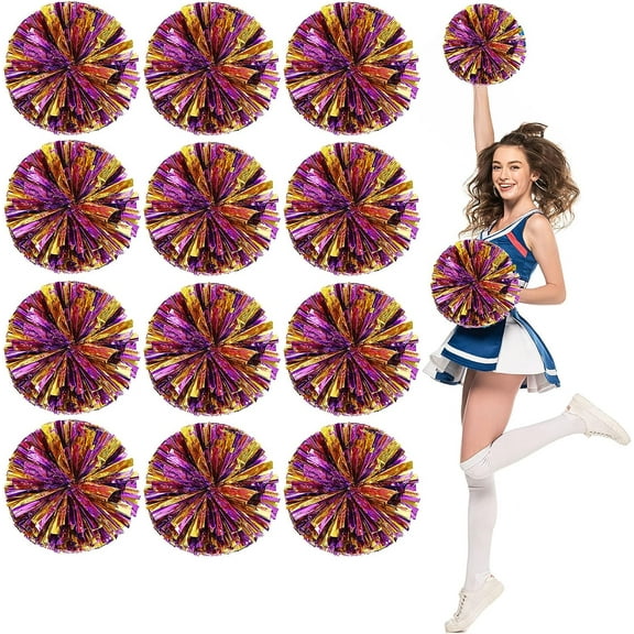 LINLIN Cheerleading Poms,12 PCS Cheerleader Pompoms Hand Flowers, Premium Cheerleader Pompoms for Children Adults Sports Competition Holiday Celebration