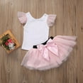 thumbnail image 4 of Mère Fille Femmes Enfant Filles Été T-shirt Hauts Jupe Robe en Tulle Tenues Assorties Ensemble, 4 of 5
