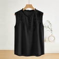 thumbnail image 4 of ZVNAH Haut Sans Manches à Broderie Florale pour Femme, Blouse Décontractée Style Henley à Col en V Volanté, P-2TG, 4 of 5