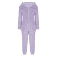 thumbnail image 4 of Fnooota Womens One-piece Pajamas, Warm Long Sleeve Fleece Zip up Winter Sleepwear Set Purple Size M, 4 of 7