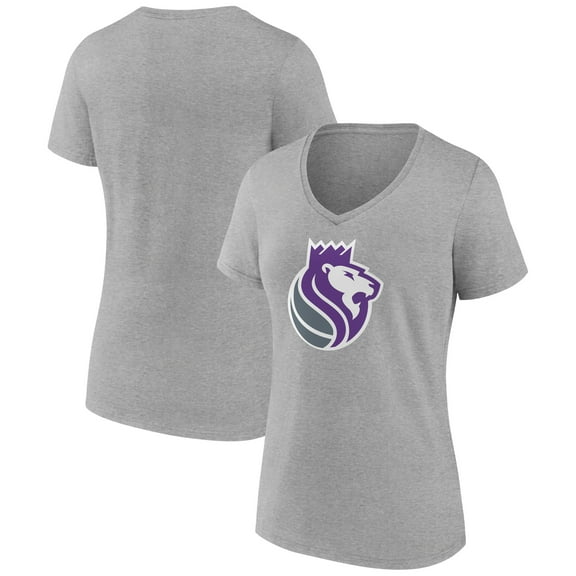 Women's Heather Gray Sacramento Kings Alternate Logo V-Neck T-Shirt