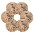 thumbnail image 4 of 6 Pcs Drink Coasters with Holder 3.94in Woven Coasters for Drinks Bluebird and Ancient Flowers Coaster Set for Protection Table, 4 of 7