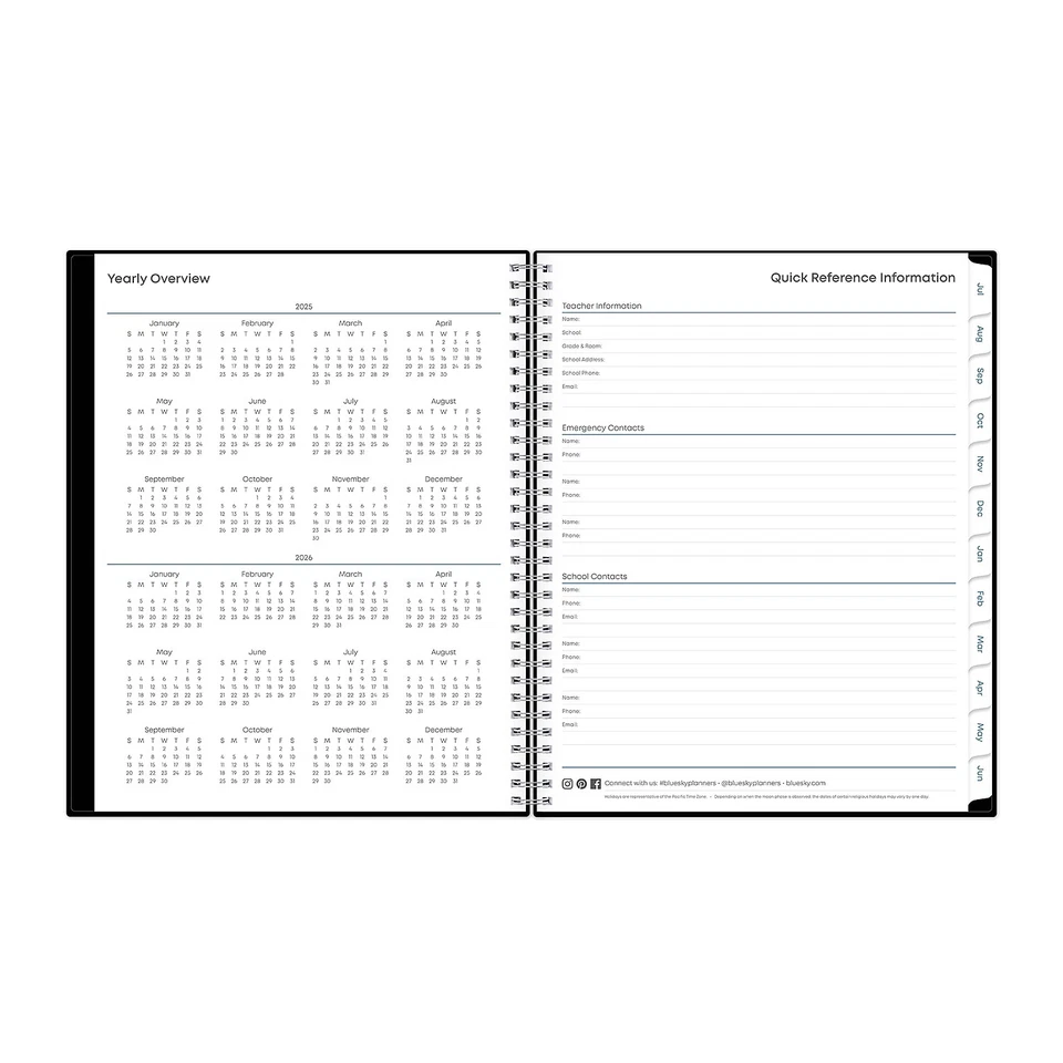 2025-2026 Blue Sky 8.5" X 11" Academic Year Weekly & Monthly Planner Plastic