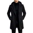 thumbnail image 4 of Trikvn Men Peacoat Wool Winter Trendy Tweed Long Hooded Double Breasted Overcoat Warm Vintage Outerwear with Pockets Thermal, 4 of 7