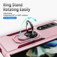thumbnail image 4 of Nalacover Military Grade Heavy Duty Case for Samsung Galaxy Z Fold4, Rugged Rotated Ring Holder Kickstand Bracket Cover with Magnetic Car Mount Soft TPU Shockproof Lens Protective Case, Pink/Rose, 4 of 9