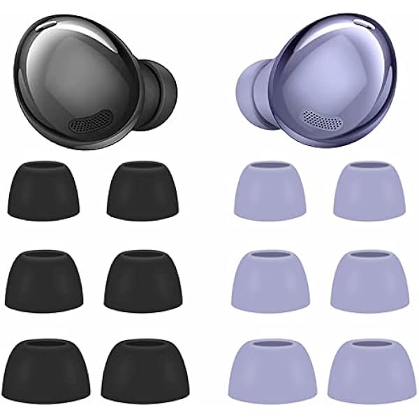 wonima44 6 Pairs Replacement Galaxy Buds Pro Eartips Earbuds, S/M/L 3 Size Silicone Rubber Flexible Ear Tips Buds Wing Tips Fit in Case Compatible with Samsung Galaxy Buds Pro - Phantom Black Purple