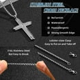 thumbnail image 4 of Stainless Steel Silver Cross Necklace for Men, Cross Pendant Necklace Jesus Necklace, Faith Gifts for Men Father Uncle Son Christians, 4 of 6