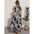 thumbnail image 3 of DARING DIVA Short Sleeve Tropical Slit Wrap V Neck Maxi Floral Dress XS Black, 3 of 6