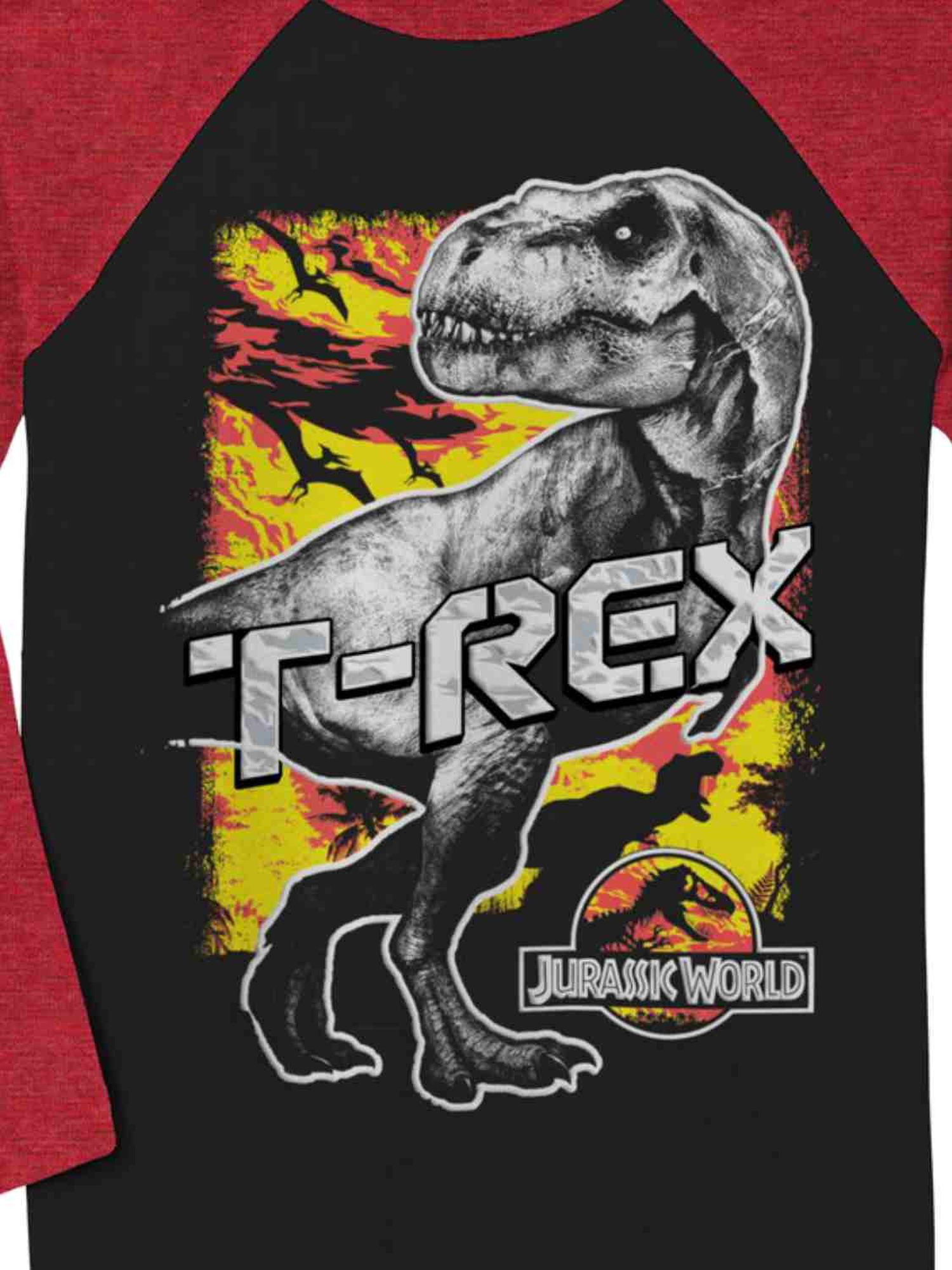 Boys Black Jurassic World T-Rex Long Sleeve T-Shirt Tee X-Large