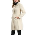 thumbnail image 4 of Allegra K Lapel Coats for Women's Button Down Single Breasted Long Sleeve Winter Pea Coat M Beige, 4 of 5
