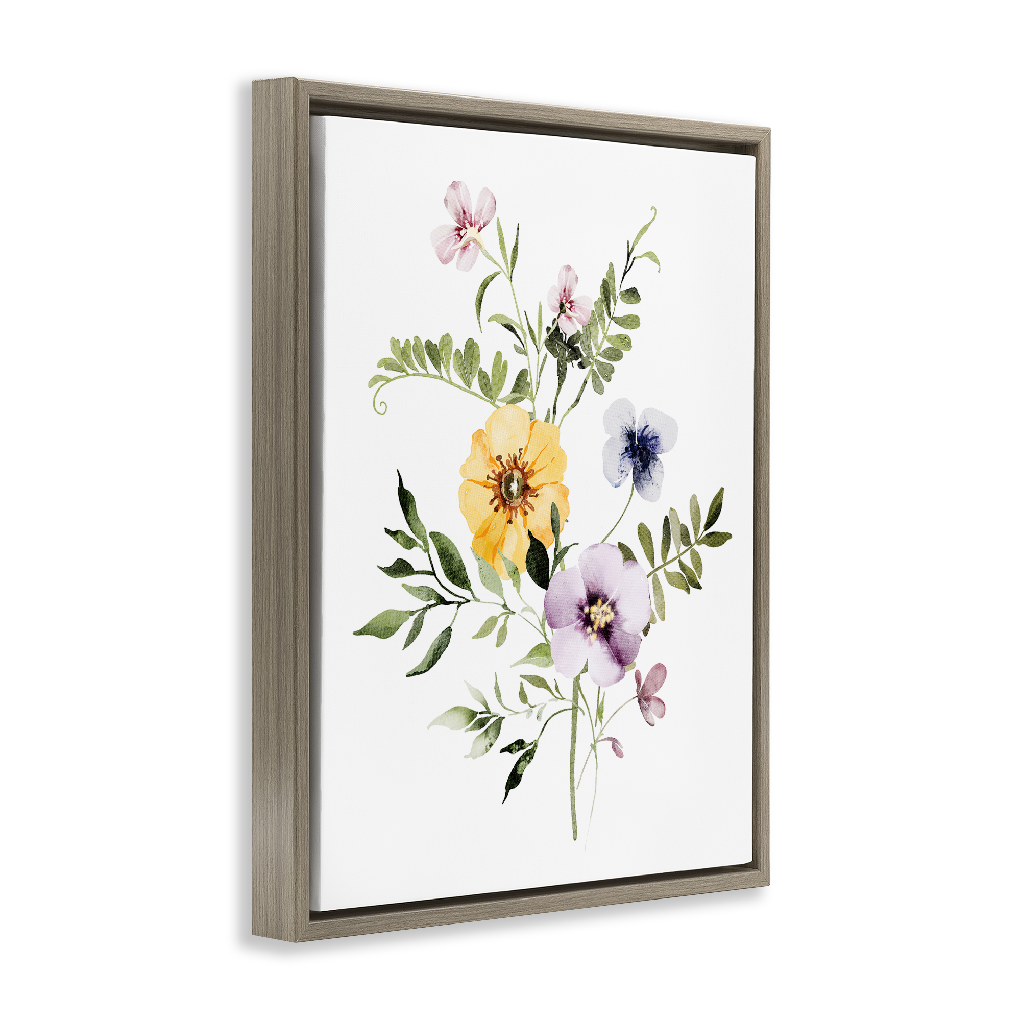 Garden Herbs Blooming Brown Framed Floater Canvas Wall Art, design by Lettered and Lined
