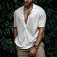 thumbnail image 2 of Camisas de manga corta de punto para hombre, cárdigan informal holgado, camiseta de Color sólido con cuello de solapa, talla grande 5XL, 2023, 2 of 4