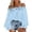 Blue, variant on Women's Off Shoulder Ruffle Blouse, Plus Size Loose Long Sleeve Casual Polyester Top for Summer Vacation & Daily Wear, 1PC, XXL-XXXXXL