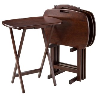 Mainstays Single Folding TV Tray Table – Natural Wood, 19” X 15” X 26”, Portable & Lightweight