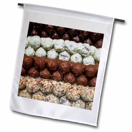 3dRose Belgium  Bruges. Truffles at a belgian chocolate shop - Garden Flag  12 by 18-inch