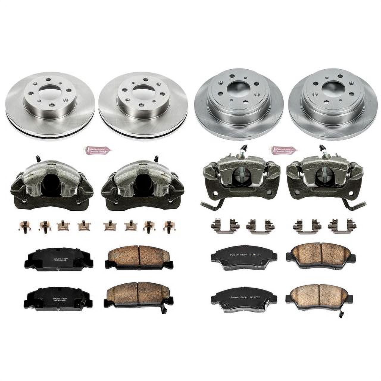 PowerStop Front and Rear Stock Replacement Brake Pad and Rotor Kit with Calipers Fits: HONDA Select Models KCOE700